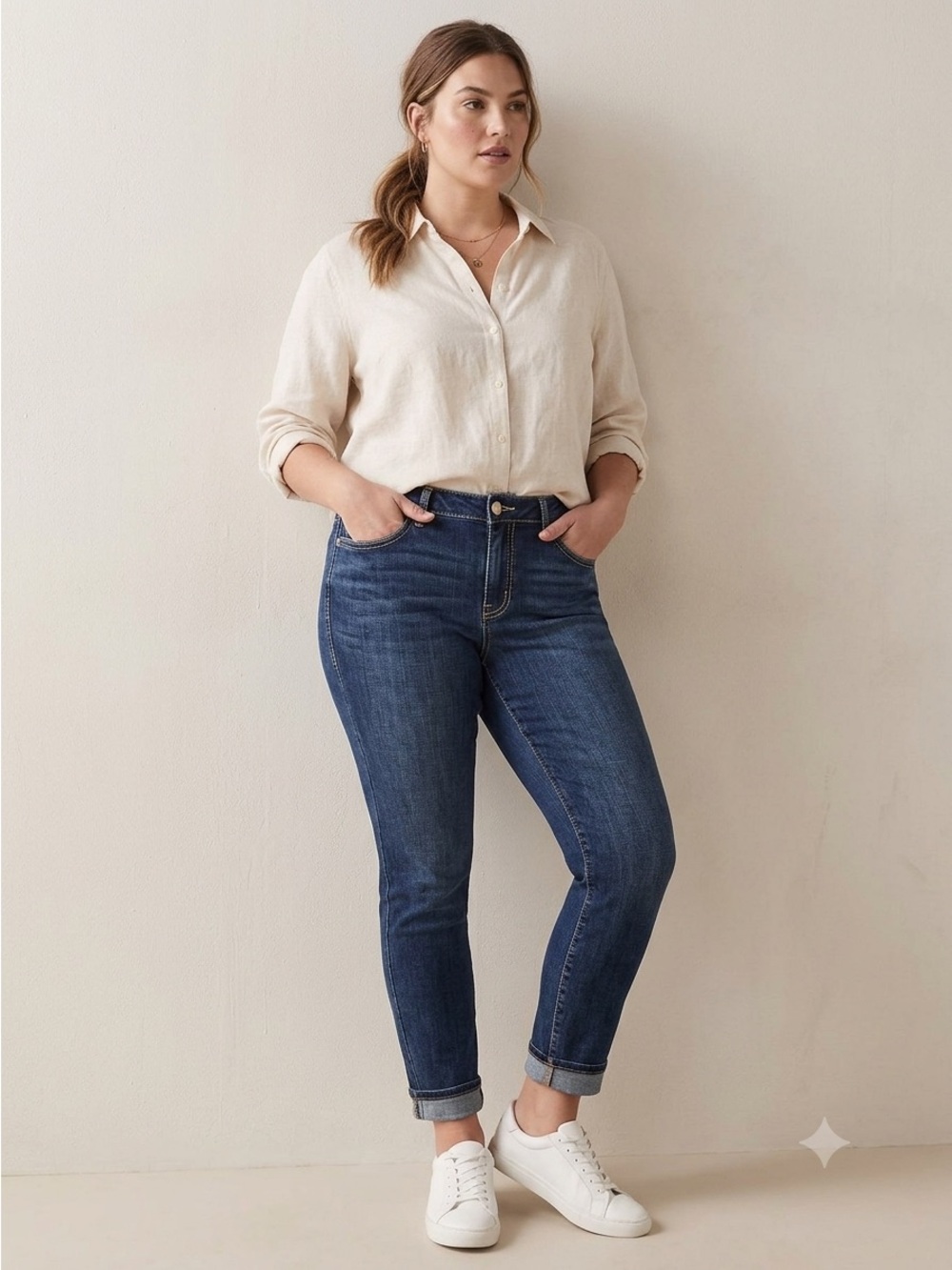 Seven7 Dark Blue Women's Straight Leg Jeans, size 8, Denim